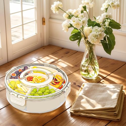 スナック仕切り容器 | 6つの仕切りがある食事準備ボックス 蓋と取っ手付き | 携帯可能な食品保存トレイ サンドイッチ 旅行 冷凍 野菜 キャンディー サラダ 盛り合わせ クッキー パーティー用