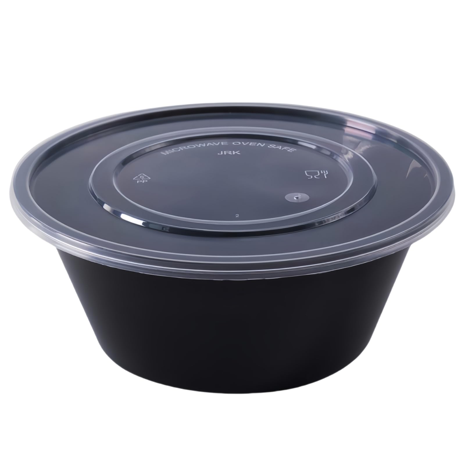 KazeSo 50個-蓋付き使い捨てプラスチックデリ食品保存容器、蓋付き電子レンジ対応ボウル、黒い食品保存容器、漏れ防止、食事準備、ピクニック、テイクアウト、旅行、果物、スナック、または液体に最適 使い捨て弁当箱 テイクアウトボックス デリバリーボックス ご飯箱 蓋付き弁当箱 使い捨て椀 食事箱 デリバリー用弁当箱と食器 (750ml)