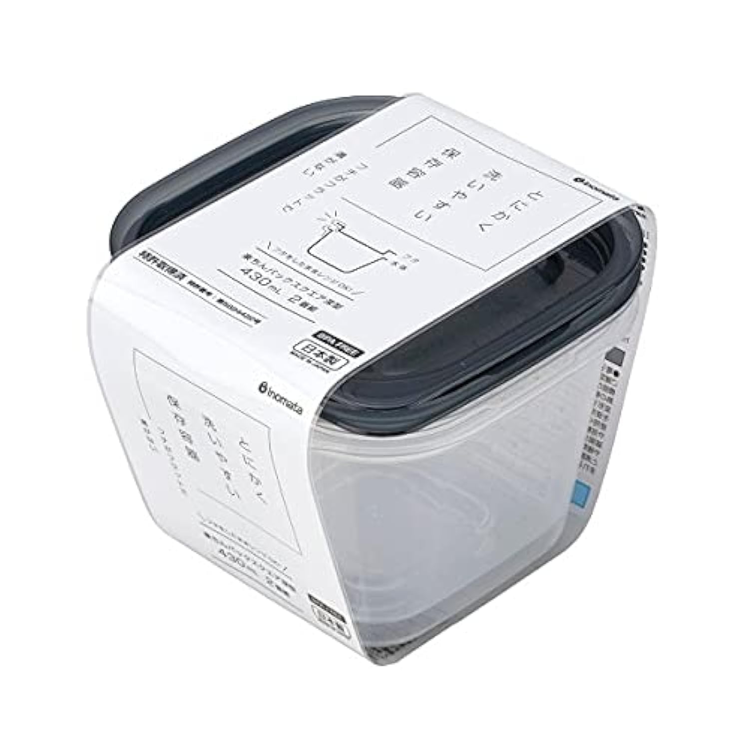 保存容器 楽ちんパック スクエア 深型 クリアーブラック 容量４３０ｍｌ ２個入