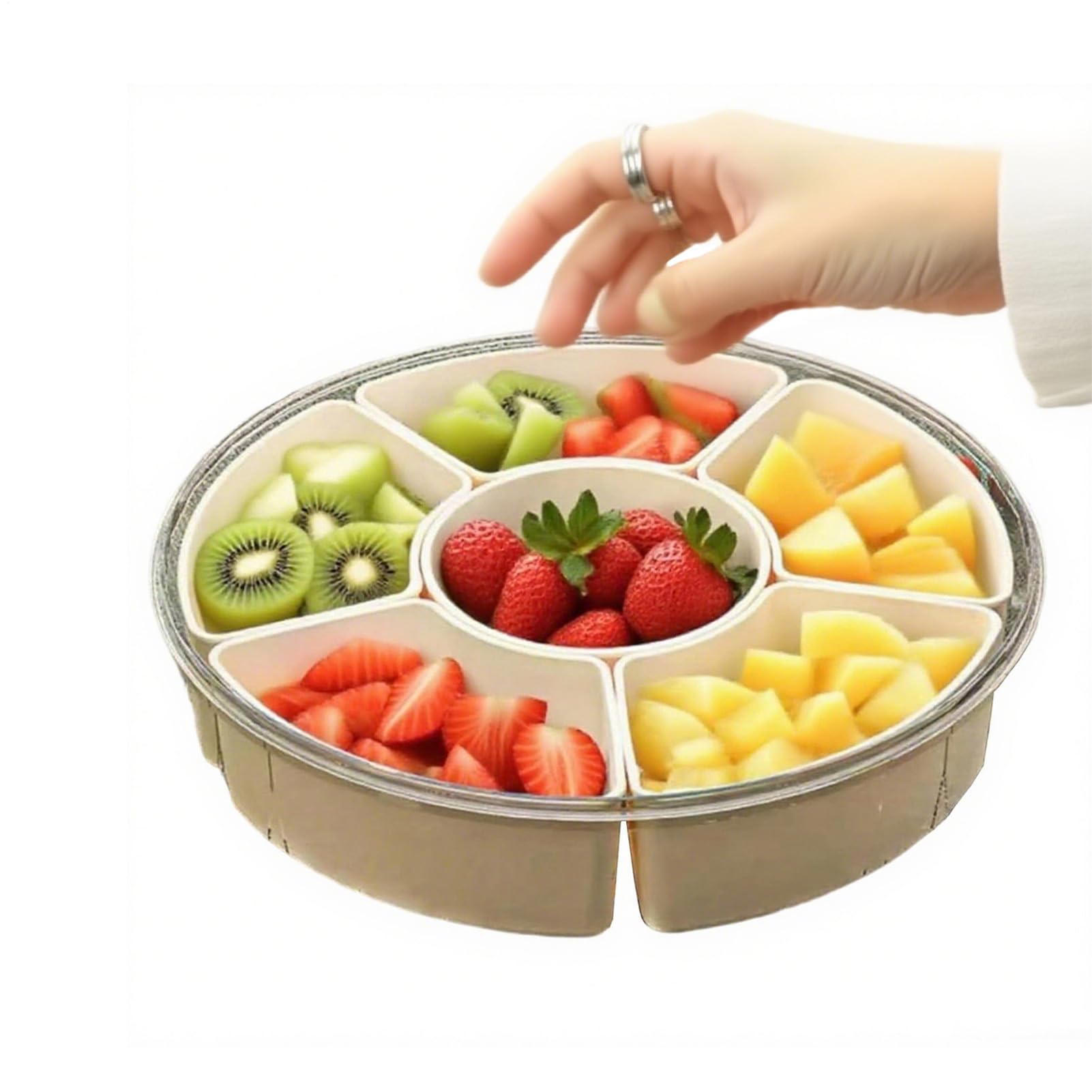 スナック仕切り容器 | 6つの仕切りがある食事準備ボックス 蓋と取っ手付き | 携帯可能な食品保存トレイ サンドイッチ 旅行 冷凍 野菜 キャンディー サラダ 盛り合わせ クッキー パーティー用