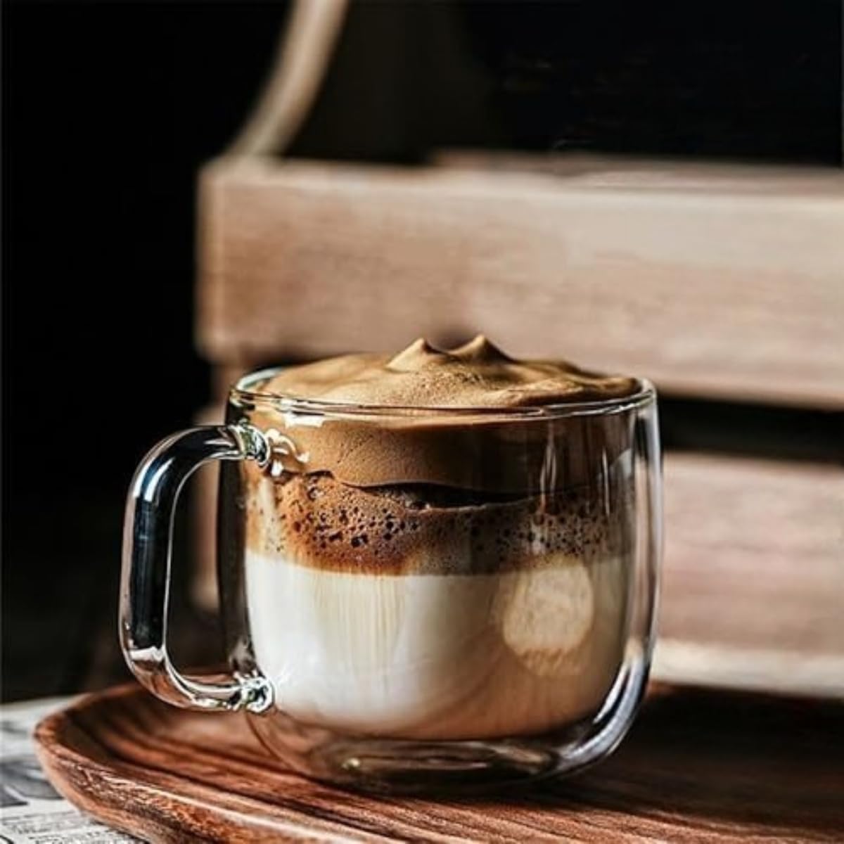 【Zeusom】耐熱ガラスマグカップ 北欧風デザイン 電子レンジ対応 取っ手付き 透明ガラス コーヒー用 ティー用 ジュース用 高硼珪酸ガラス -20～150℃耐温差 真空断熱 滑りにくい底 家庭用 カフェ用 プレゼント用 530ml